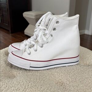 Brand NEW WHITE LUX CHUCK TAYLOR MID WEDGE SNEAKERS Size 10.5 women’s NWT